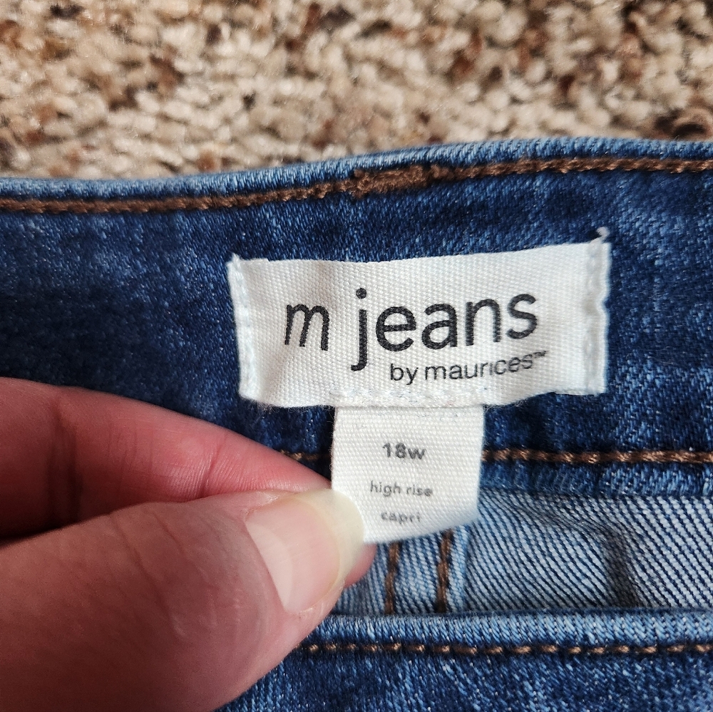 Button Fly Distressed Capri - Picture 2 of 6